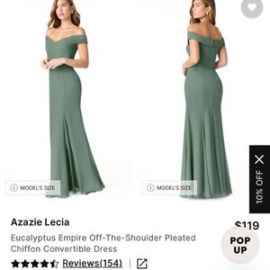 Azazie Lecia Eucalyptus Green Off-the-Shoulder Maxi Dress